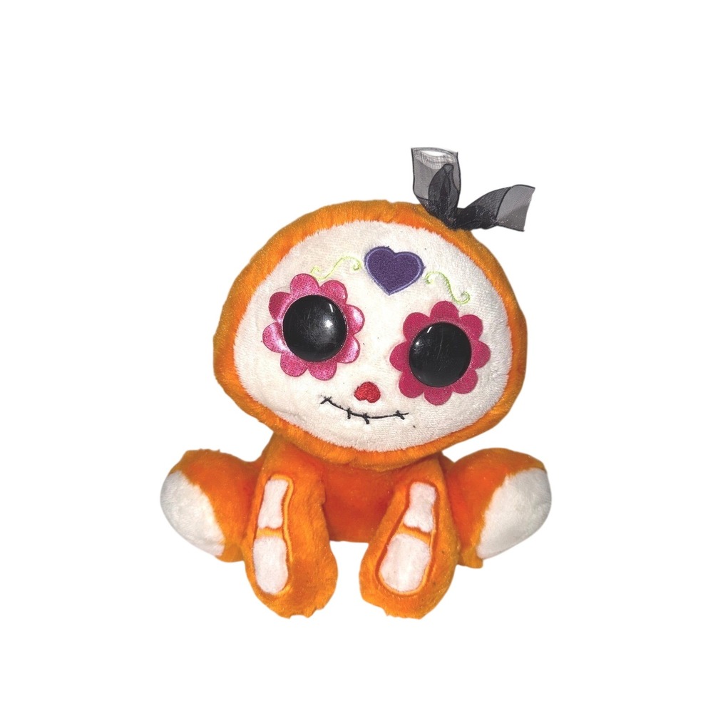 Aurora sugar Skull Plush Orange Day of the Dead Stuffed Animal